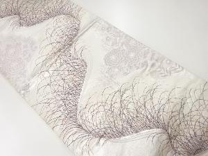 リサイクル　流水に草花模様織出し袋帯